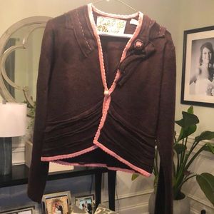 Anthropologie size medium wool brown & pink sweater